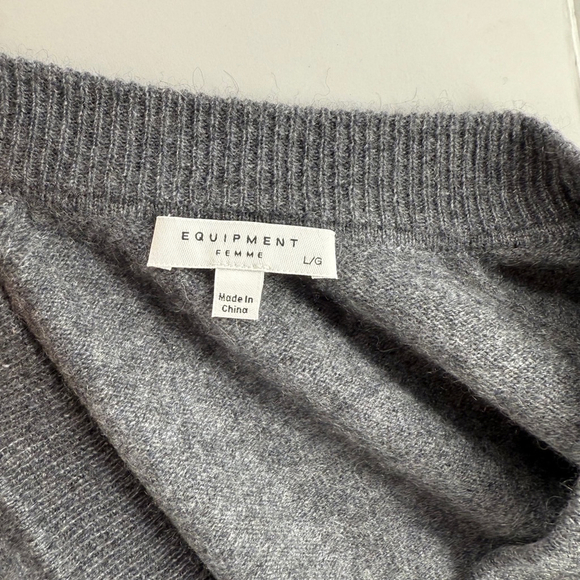 Equipment Madalene V-Neck Cashmere Women’s Sweater, Size L, Grey NWT - Picture 11 of 12
